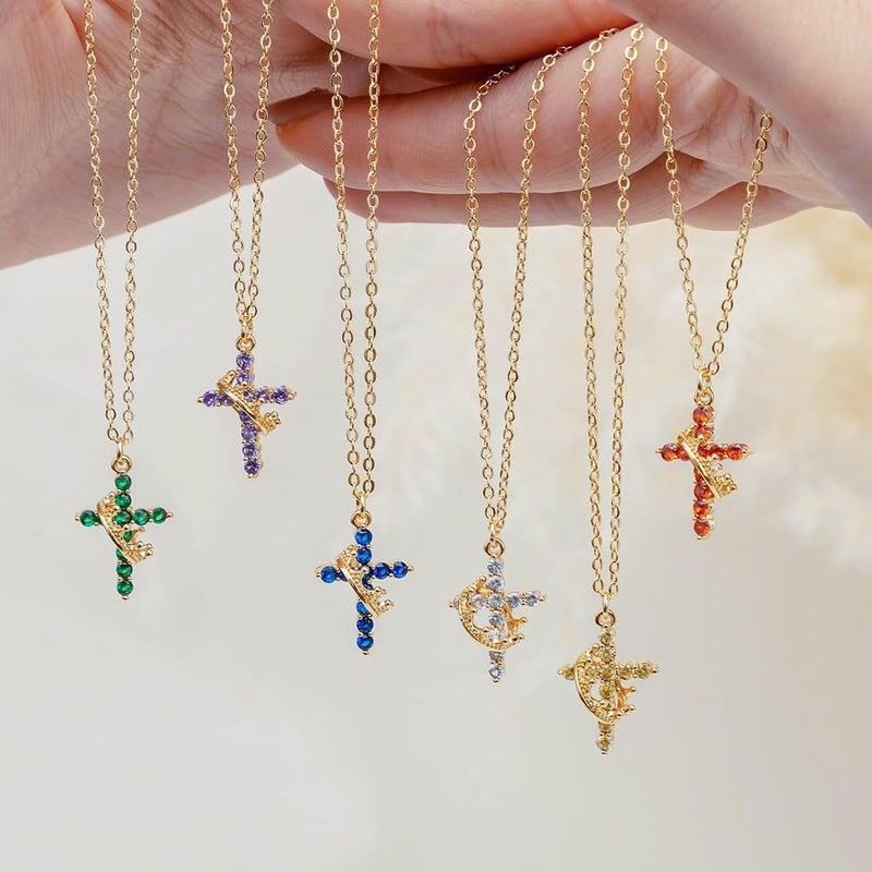 Robaice Upgraded Crown Cross Necklace for Women, 14K Gold Plated Crown Cross Pendant Necklace, Non-Tarnish Faith Jewelry for Women, Christian Religious Gifts for Her - Image 5